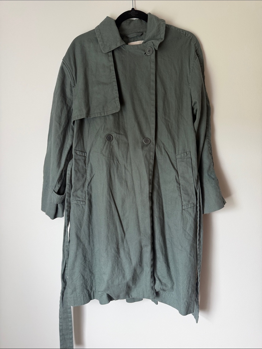 Madewell Olive Green Double-Breasted Trench Coat